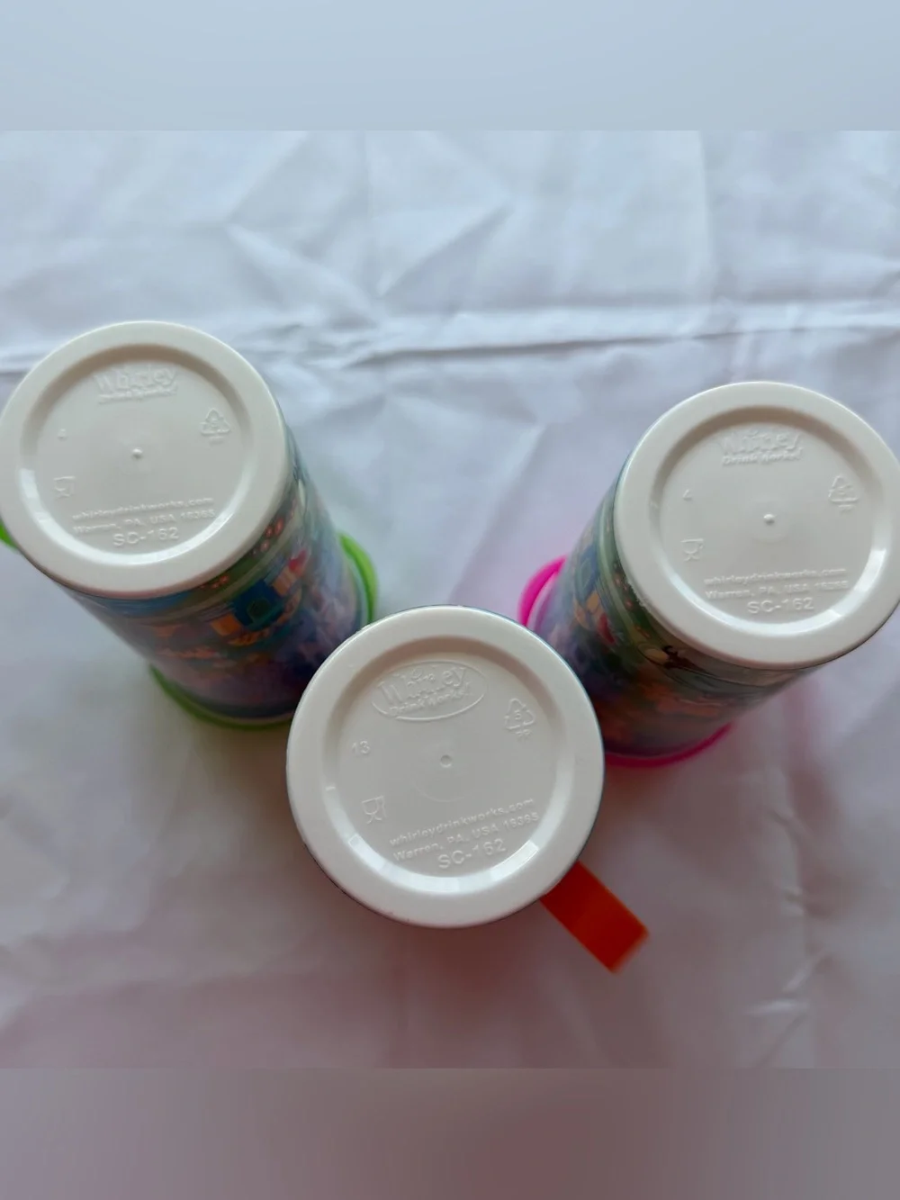 Lot of 3 Walt Disney World Travel Tumbler Green, Orange, Pink Lids 2025